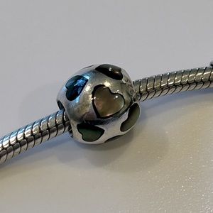 Sterling Silver Pandora Love You Charm with Iridescent Hearts